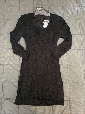 Niki black sequin mini dress with long sleeves Size 6 #party #clubwear